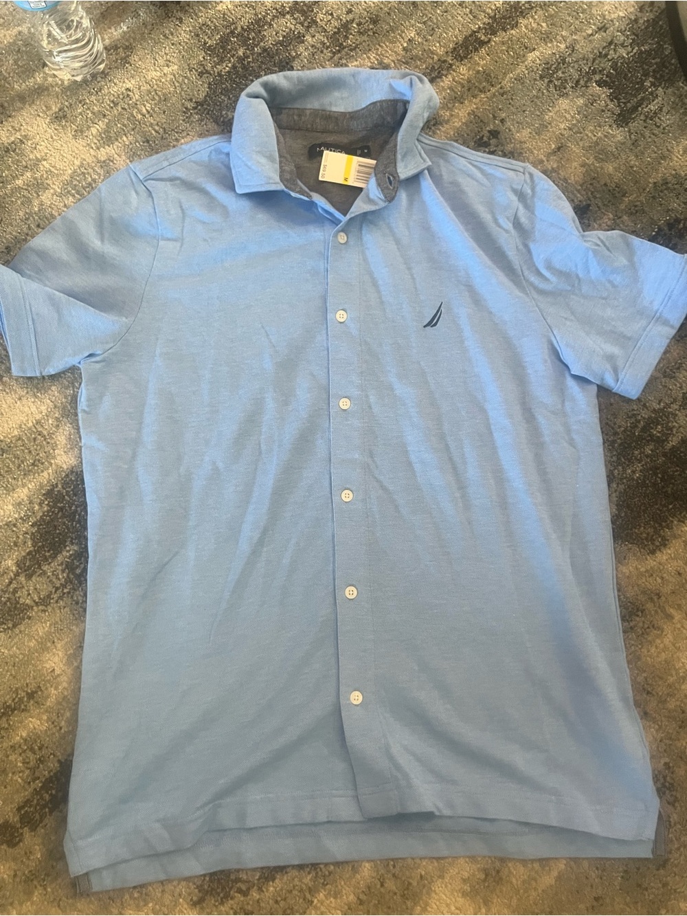 Nautica Sky Blue Short Sleeve Button-Down Shirt